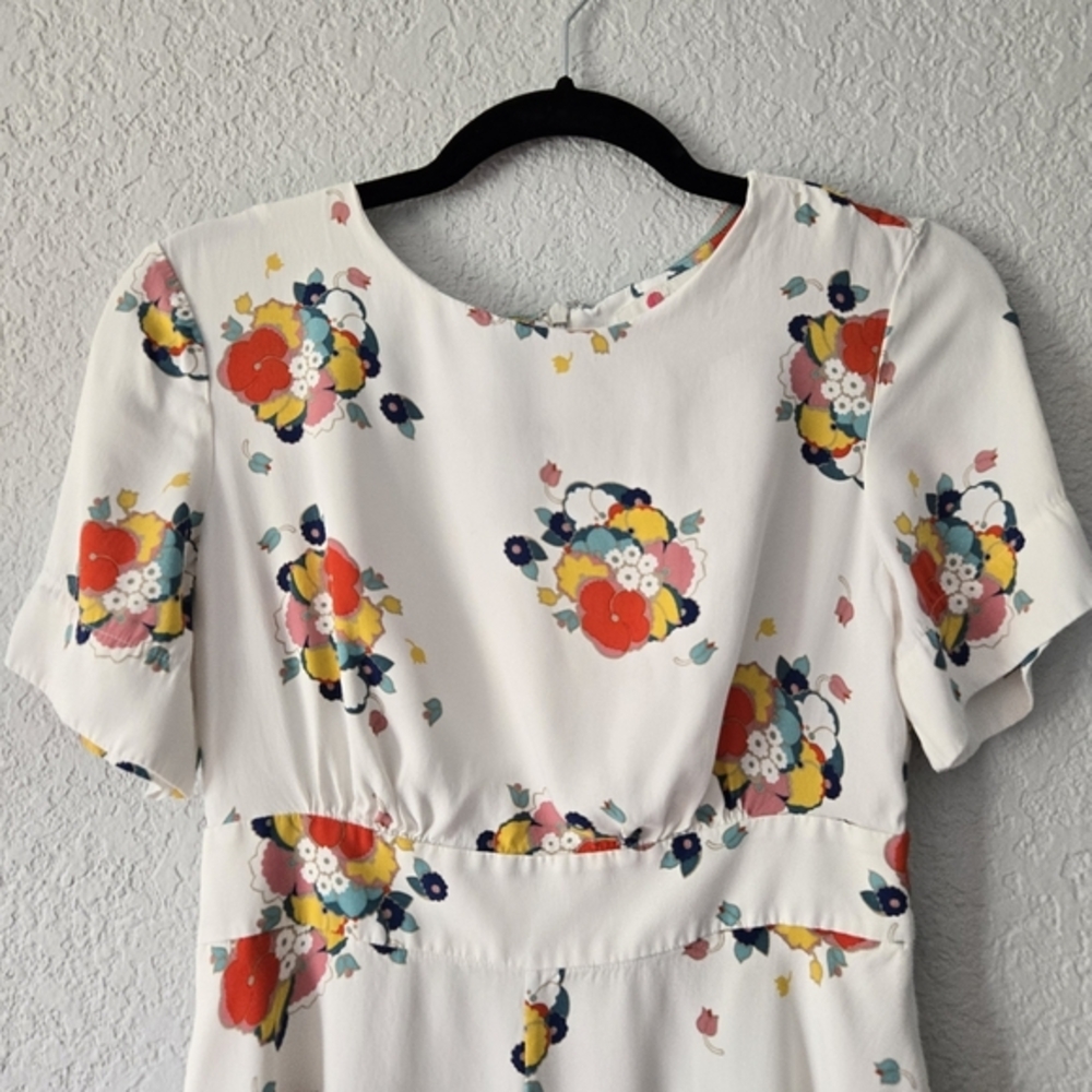 Boden 6p Ruth Midi Dress Ivory Blooming‎ Bouquet Cap Sleeve - Picture 2 of 7